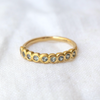 soft blue Montana Sapphires, bezel set in a simple yellow gold band -Marisa Mason