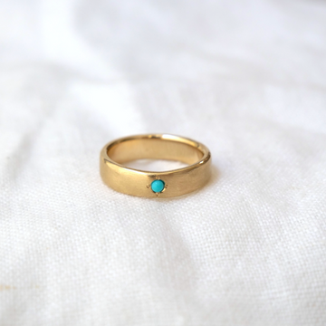 Turquoise Point Gold Band-MM Fine Rings-Marisa Mason