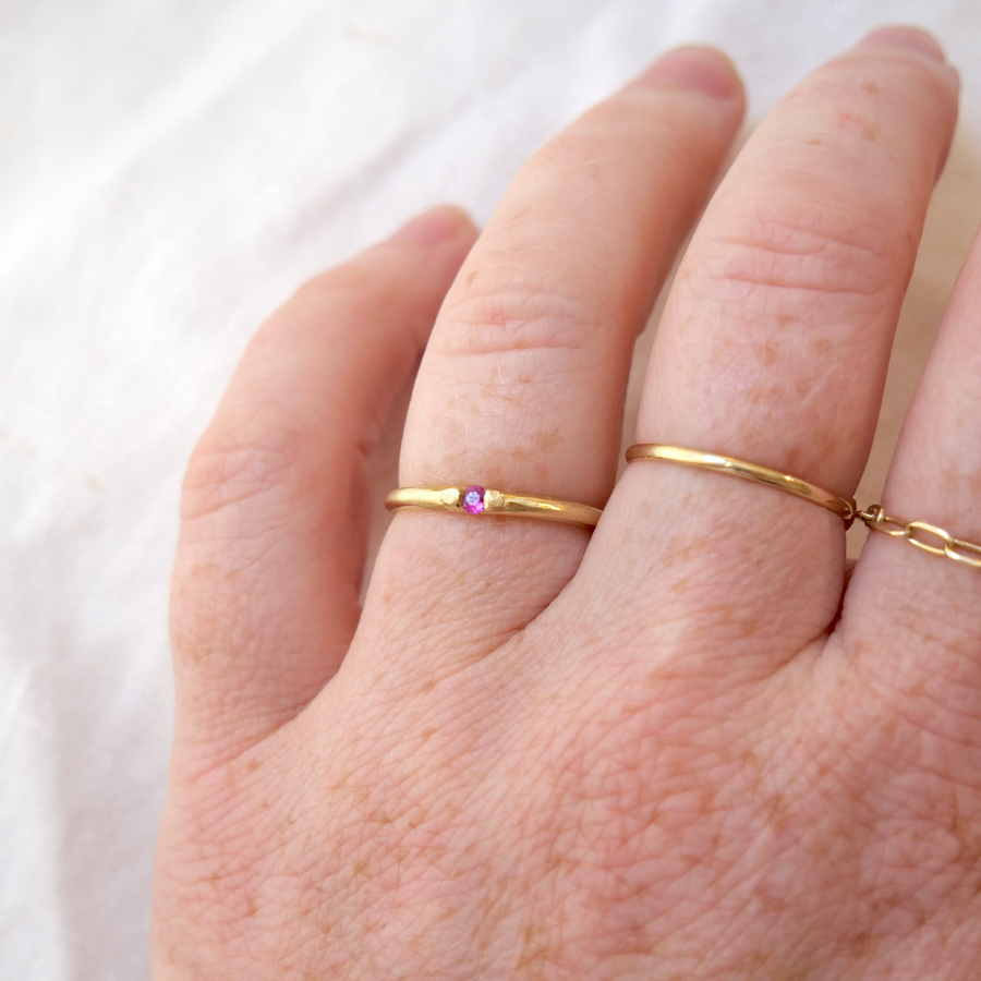 Droplet Stacker Ring Pink Sapphire