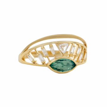 Tourmaline Marquise and Diamonds Open Eye Ring-OD Fine Rings-Marisa Mason