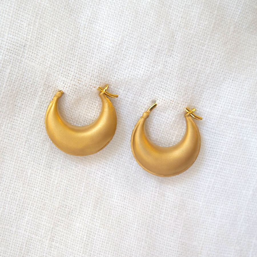 Matte Puffy Hoops with Diamonds