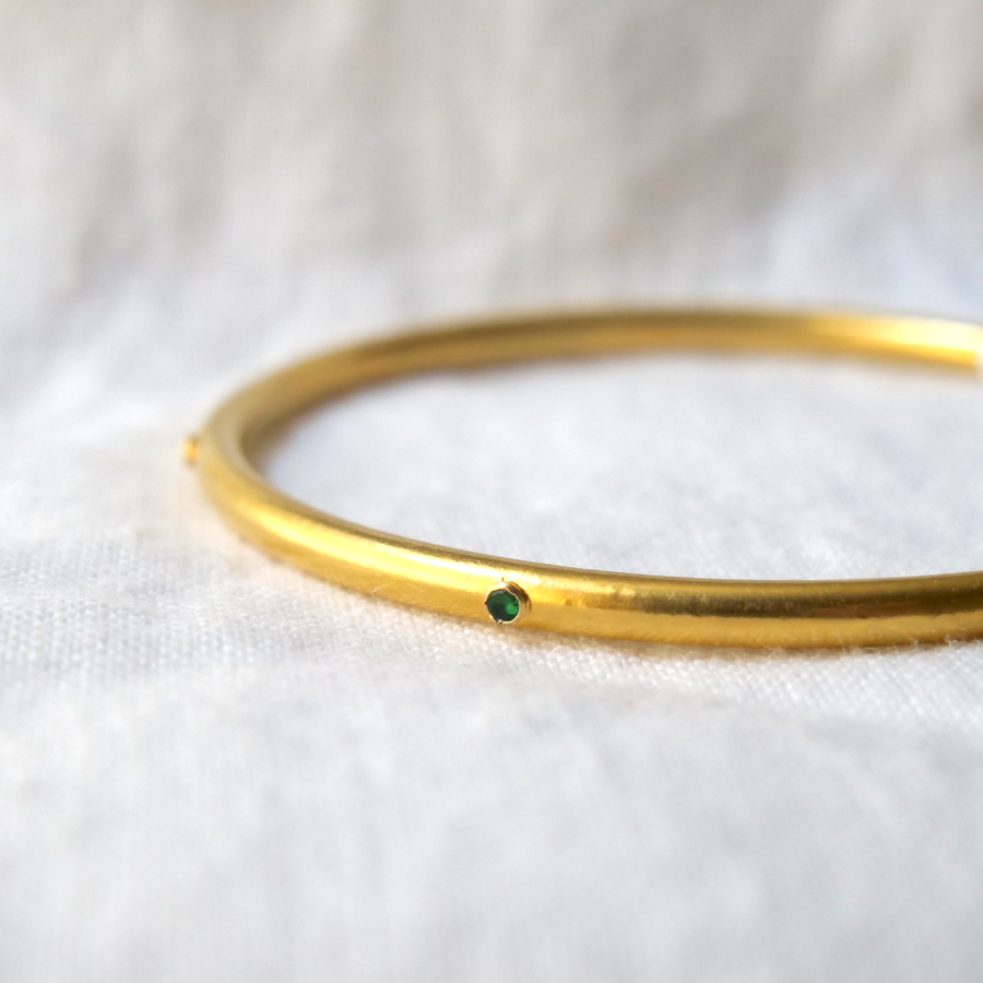 Emerald and Gold Bangle-OD Fine Bracelets-Marisa Mason