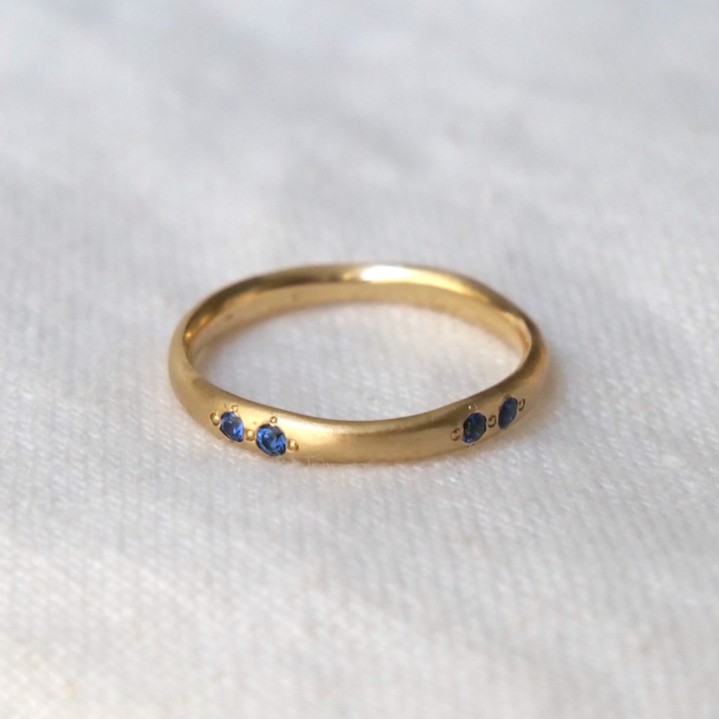 Delicate Wavy Band - Blue Sapphire Pairs | Marisa Mason Jewelry