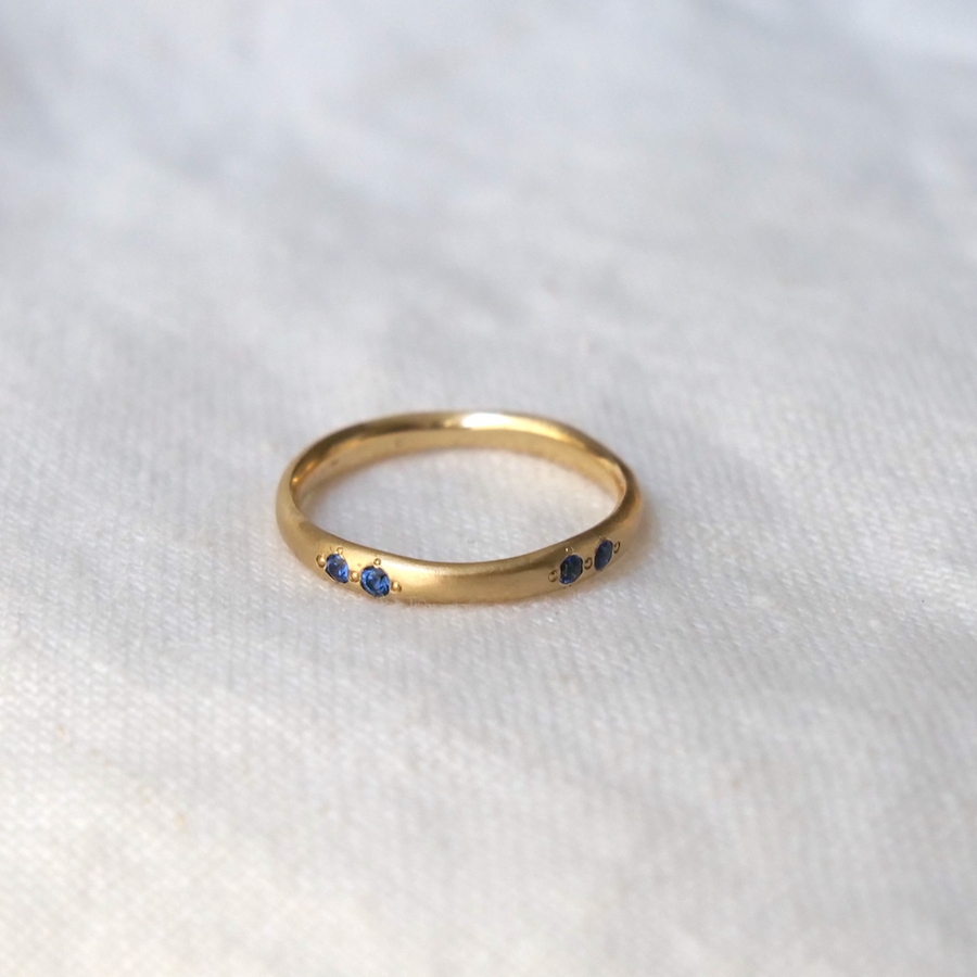 Delicate Wavy Band - Blue Sapphire Pairs