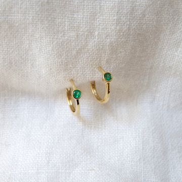2.7mm Bezel Emerald Clicker-OD Fine Earrings-Marisa Mason