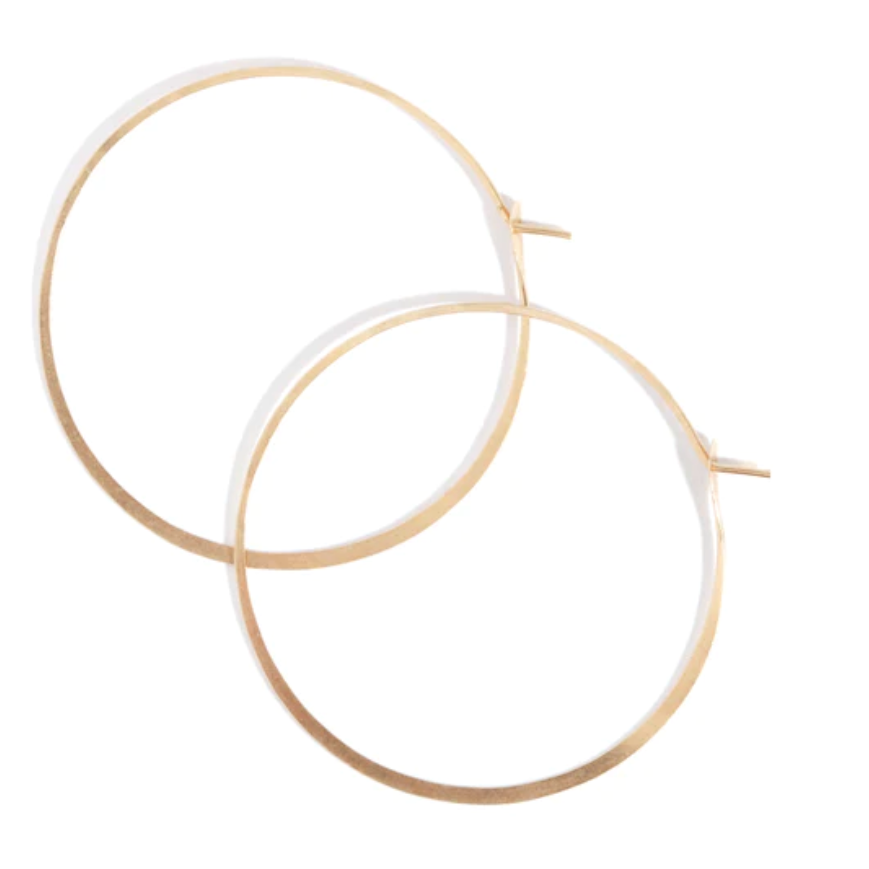 14k Hammered Round Hoops-OD Fine Earrings-Marisa Mason