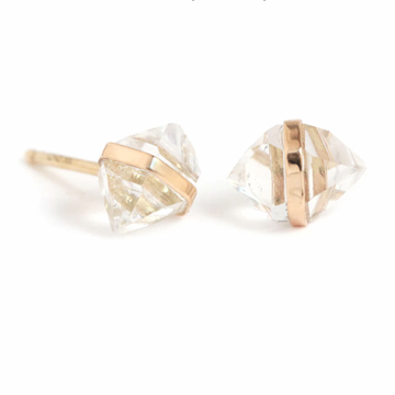 Bezel Wrapped Herkimer Quartz Stud-OD Fine Earrings-Marisa Mason