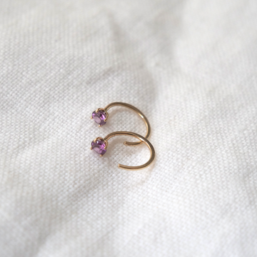 Rhodolite Garnet Hug Earrings-OD Fine Earrings-Marisa Mason