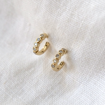 Small 5 Diamond Bezel Clicker-OD Fine Earrings-Marisa Mason