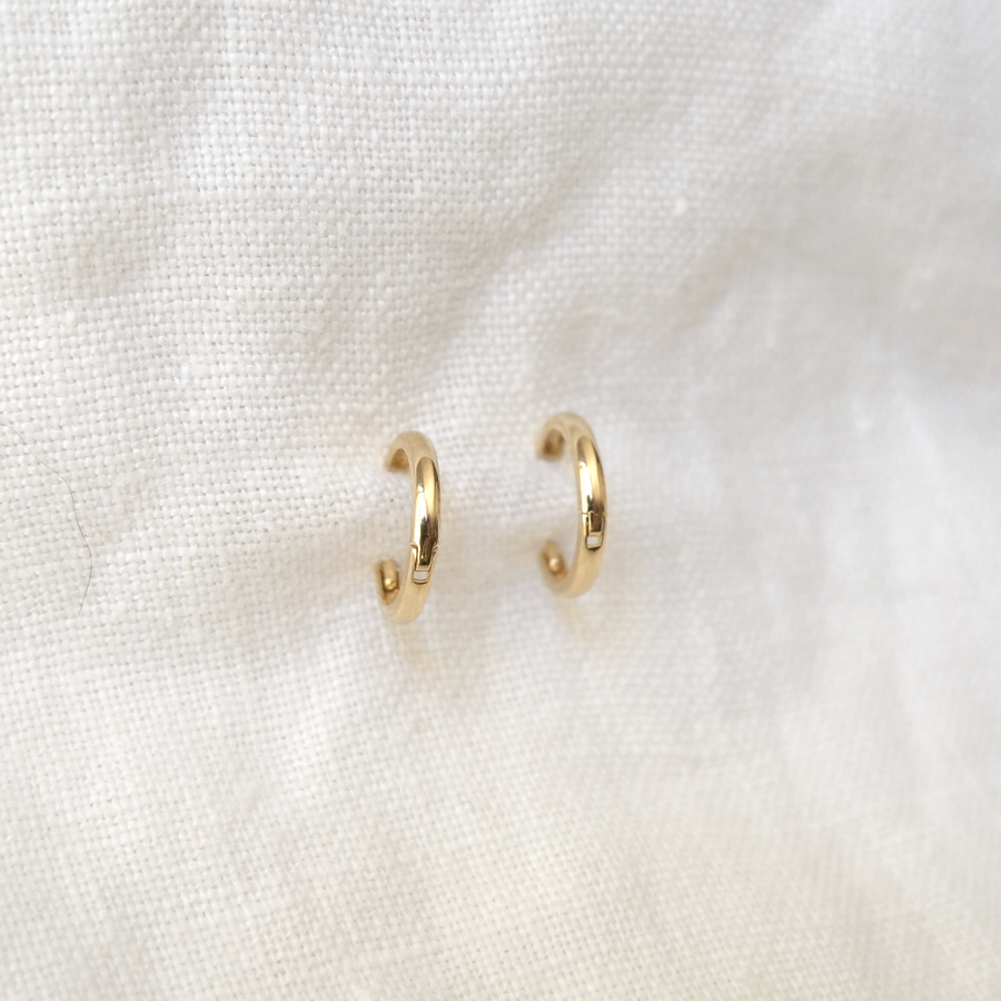 14k gold clicker huggie hoop earrings Marisa Mason Jewelry