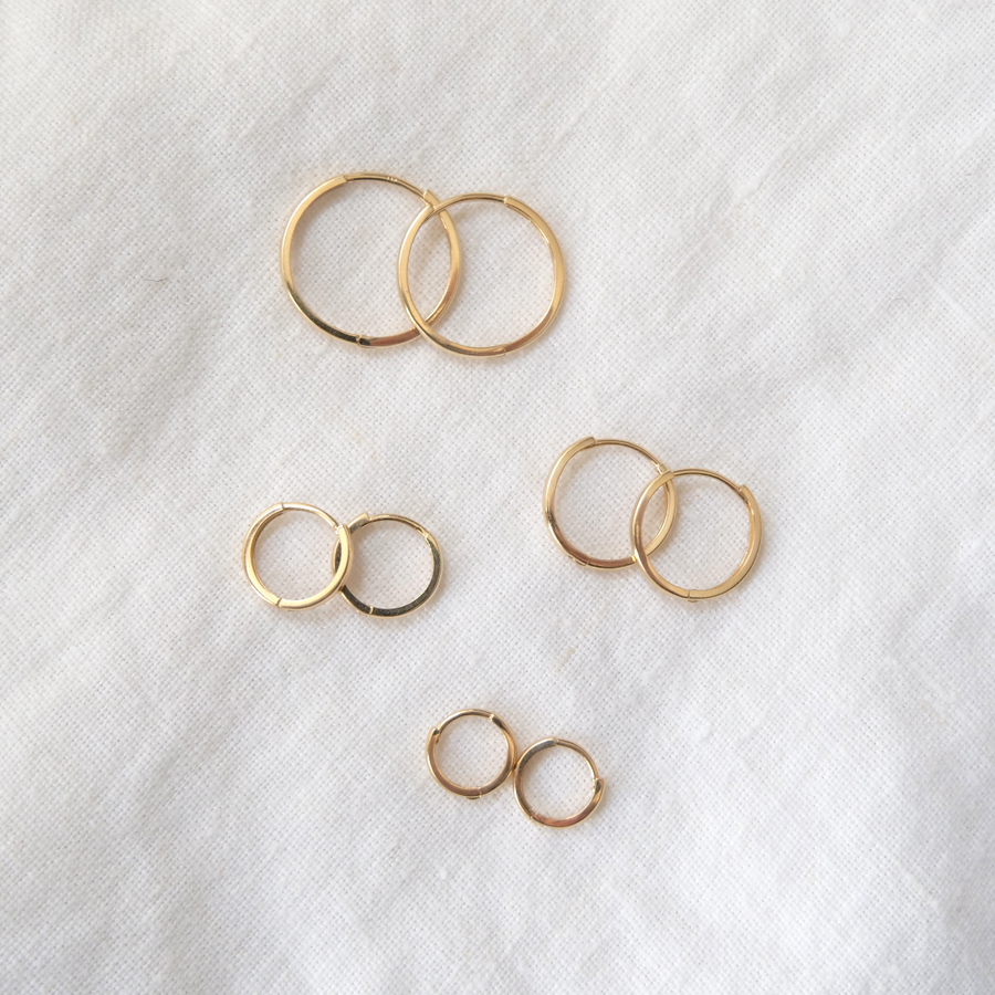 14k gold clicker huggie hoop earrings Marisa Mason Jewelry