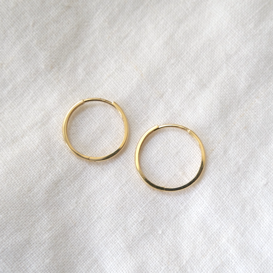 14k gold clicker huggie hoop earrings Marisa Mason Jewelry  20mm