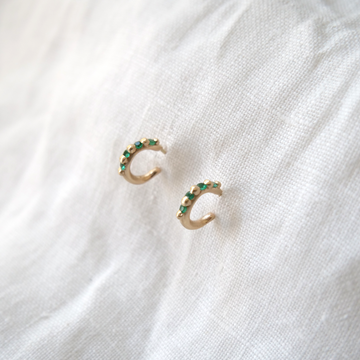 Emeralds set in 14k gold hoop stud Marisa Mason Jewelry