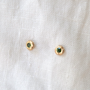 Tourmaline flish set in 14k gold stud earrings Marisa Mason Jewelry