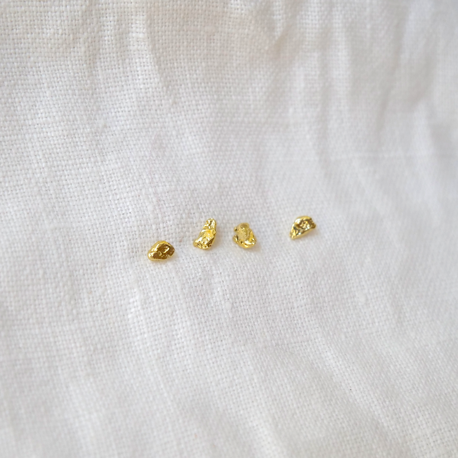 Raw 22k gold nugget stud earrings Marisa Mason Jewelry