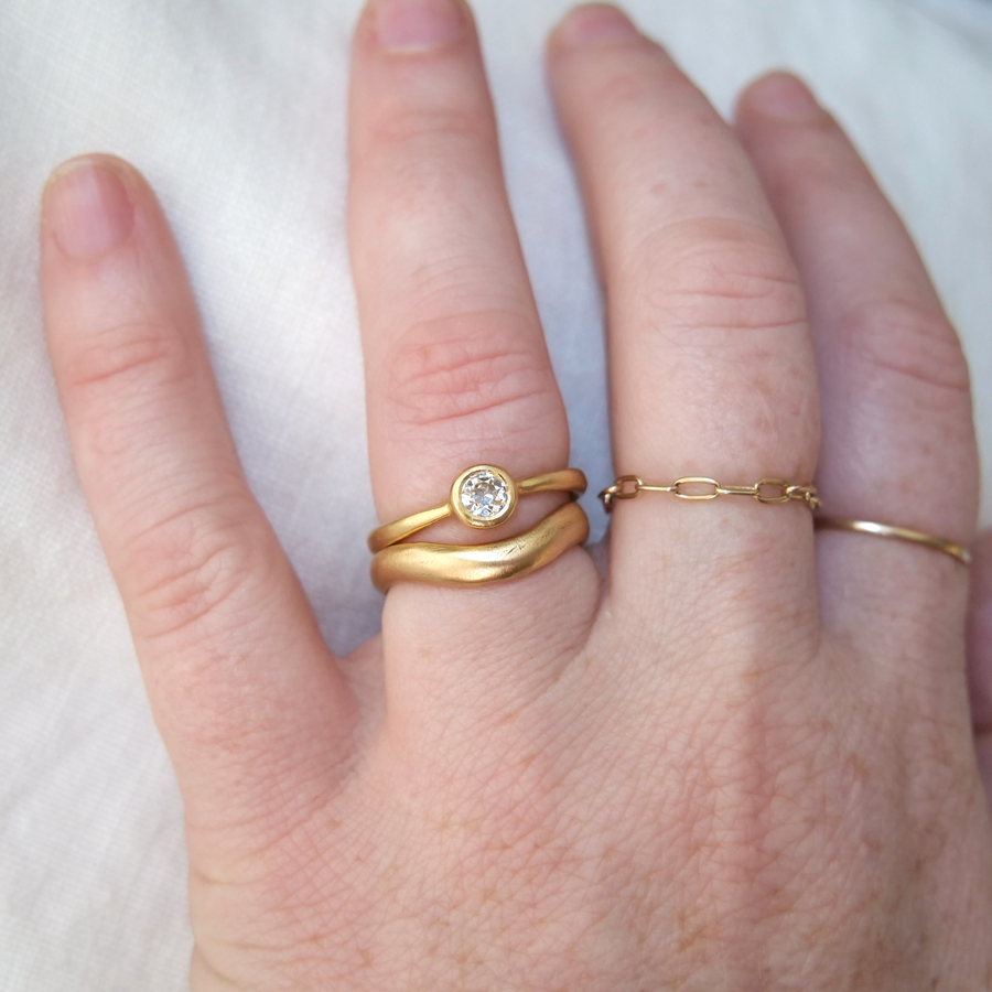 Curved band to match with solitaire ring18k solid gold Marisa Mason Jewelry