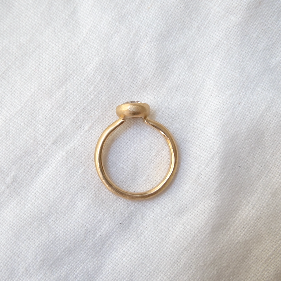 Engagement ring solitaire ring bezel set white diamond Marisa Mason Jewelry