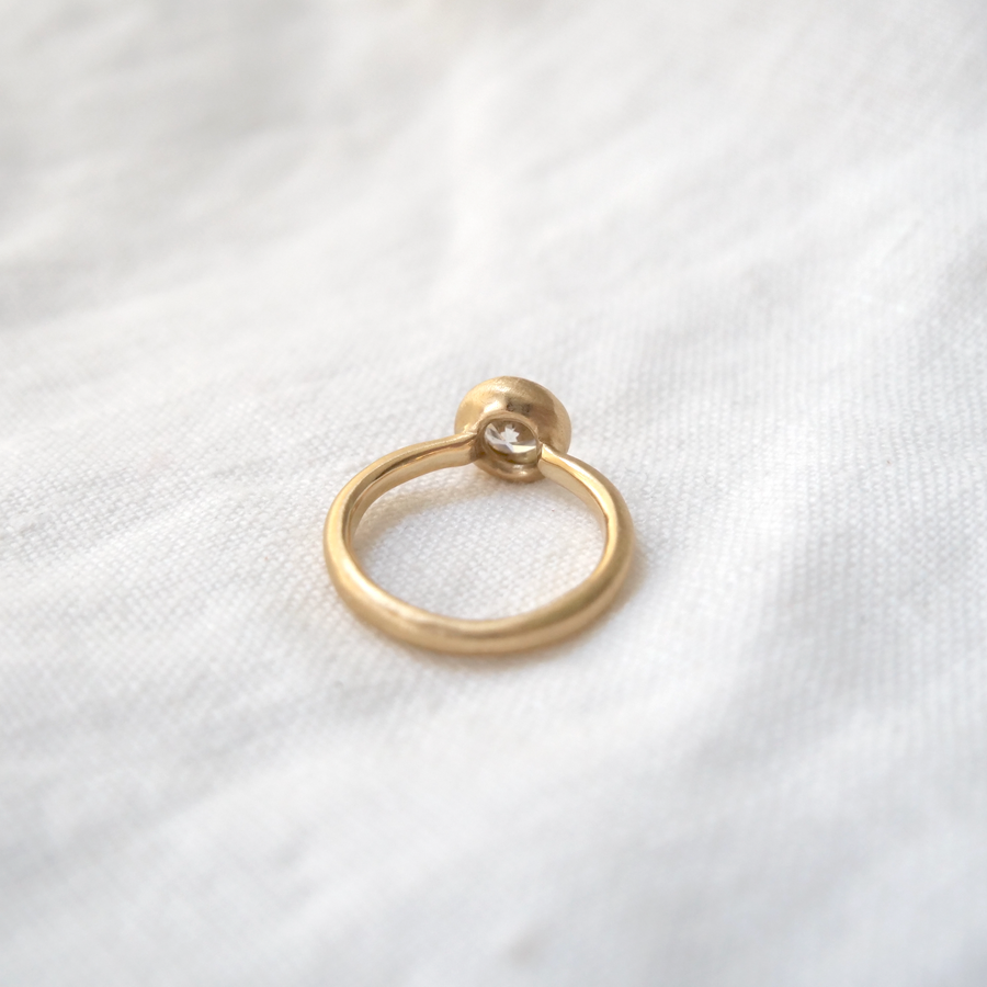 Engagement ring solitaire ring bezel set white diamond Marisa Mason Jewelry