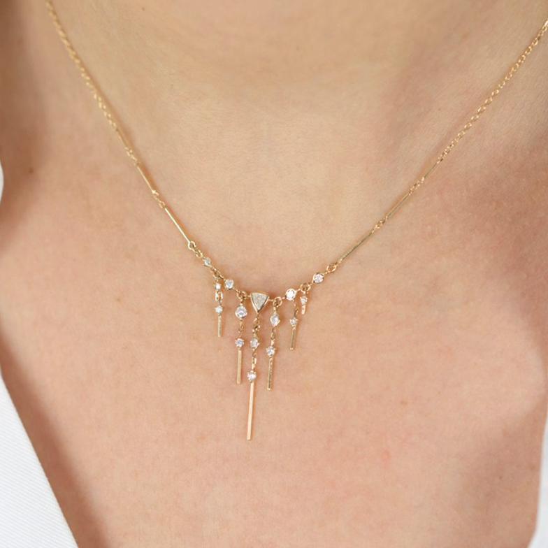 Dream Maker Triangle & Dangling Diamonds Necklace-OD Fine Necklaces-Marisa Mason