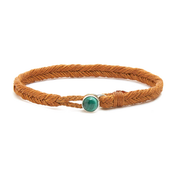 Silver and malachite braided bracelet