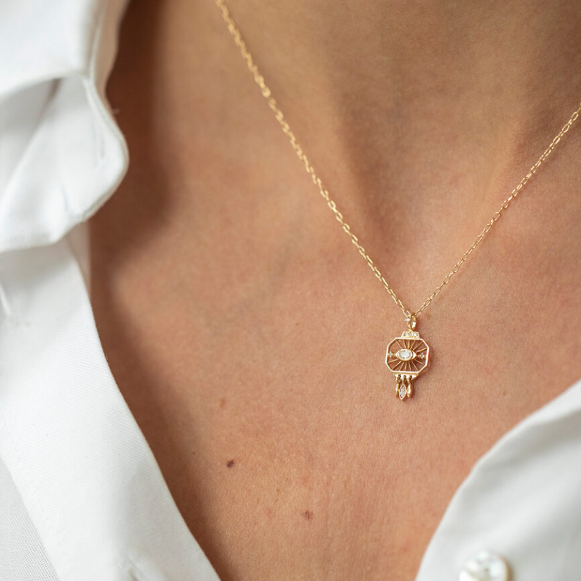 TS DREAM MAKER OPEN EYE DIAMOND OCTAGONAL PENDANT NECKLACE-OD Fine Necklaces-Celine Daoust-Marisa Mason