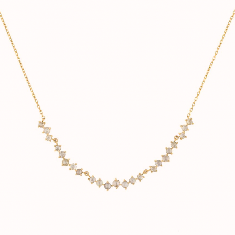 GOLD CHAIN NECKLACE WITH MULTI TWISTED ROSE CUT DIAMOND CHAIN NECKLACE.
