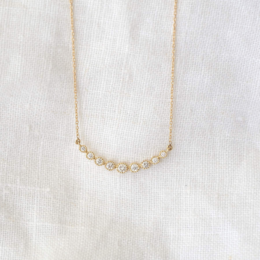 Millgrain Bezel Diamond Necklace-OD Fine Necklaces-White Cloud Co.-Marisa Mason