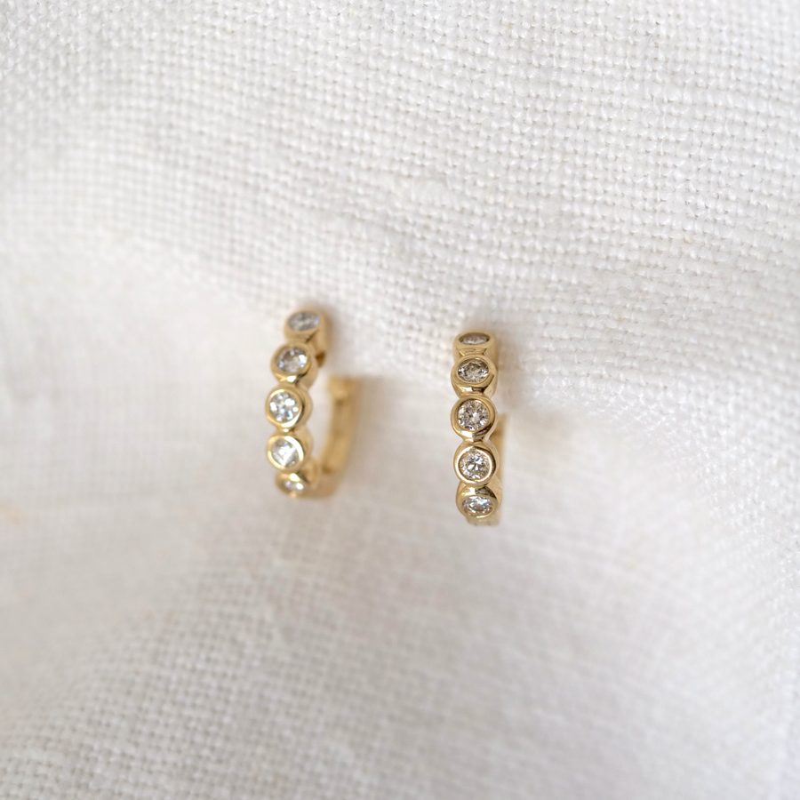 5 Diamond Clickers-OD Fine Earrings-Gold Essentials-Marisa Mason