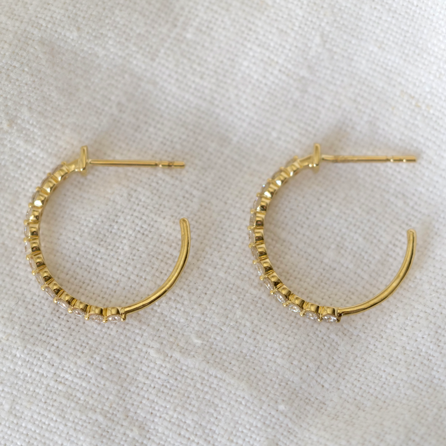Diamond Hoop Studs-OD Fine Earrings-Gold Essentials-Marisa Mason