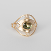 14K LIGHT YELLOW GOLD geometric RING WITH ONE WATERMELON TOURMALINE AND SQUARE DIAMONDS EYE RING