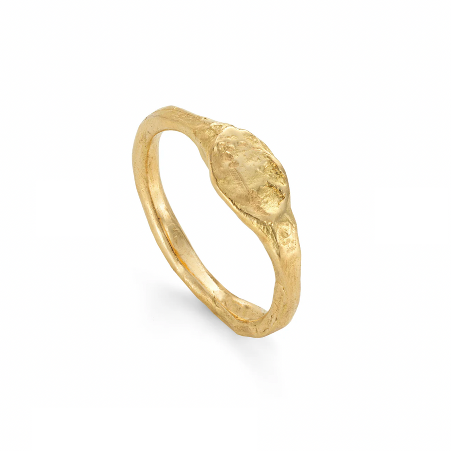 Rocky in texture and form, this individual take on the classic signet ring