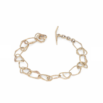 Handmade 18k oval links organically shaped, with the toggle clasp 