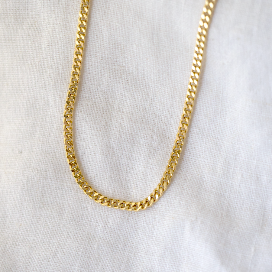 A handsome hollow curb chain - the perfect substantial addition to your neck stack