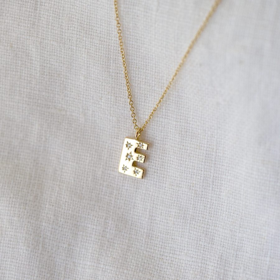 Diamond Initial Necklace-OD Fine Necklaces-MM Gold Essentials-Marisa Mason