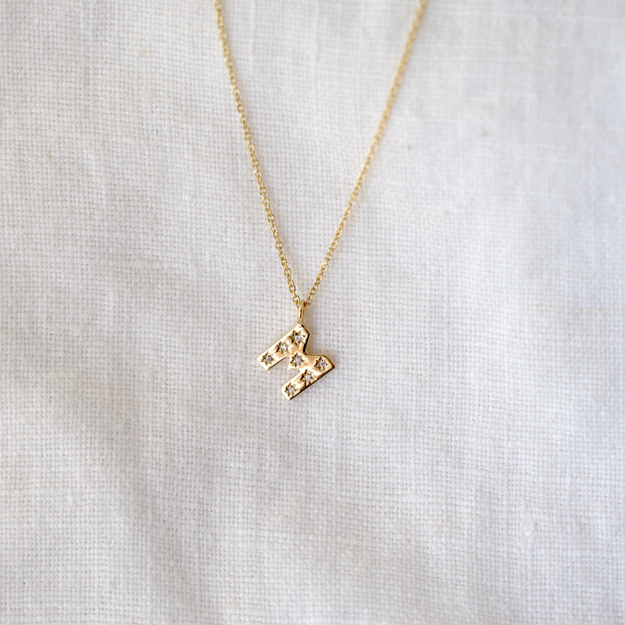 Diamond Initial Necklace-OD Fine Necklaces-MM Gold Essentials-Marisa Mason