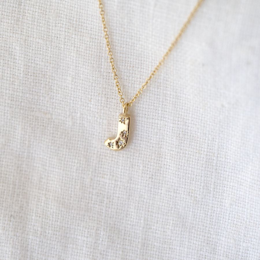 Diamond Initial Necklace-OD Fine Necklaces-MM Gold Essentials-Marisa Mason