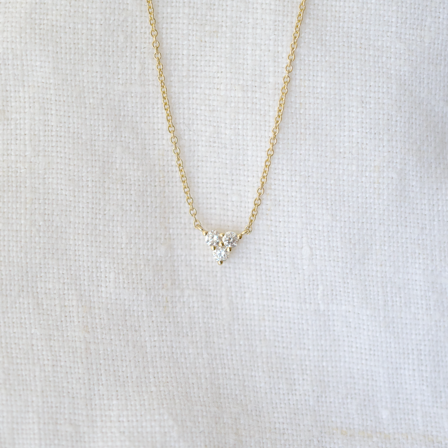 Triplet Diamond Necklace-OD Fine Necklaces-MM Gold Essentials-Marisa Mason