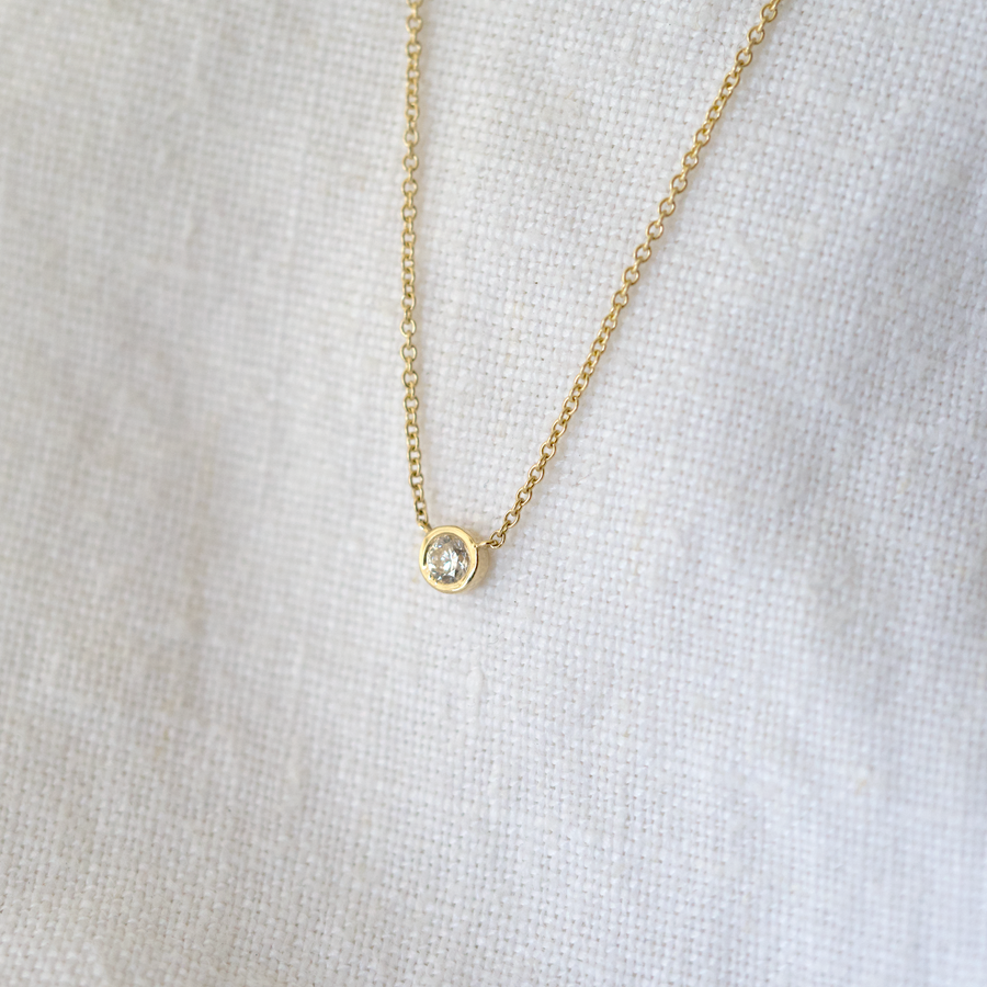 Classic Bezel Set Solitaire Necklace-OD Fine Necklaces-MM Gold Essentials-Marisa Mason