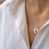 2 of 2: TWIN FLAME MEDAL & DANGLING HEART MOONSTONE NECKLACE-OD Fine Necklaces-Celine Daoust-Marisa Mason