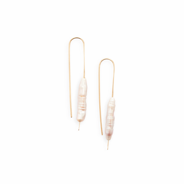  hook earrings feature a column of freshwater pearl 