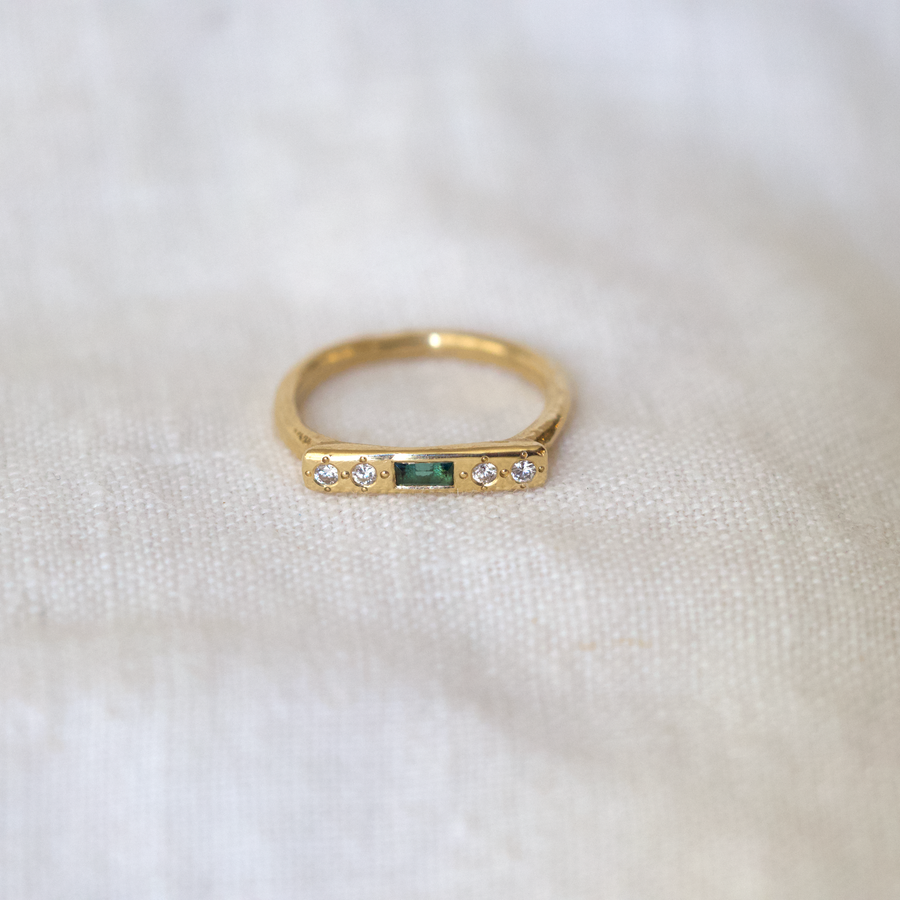 Message Ring - Baguette Tourmaline and Diamonds