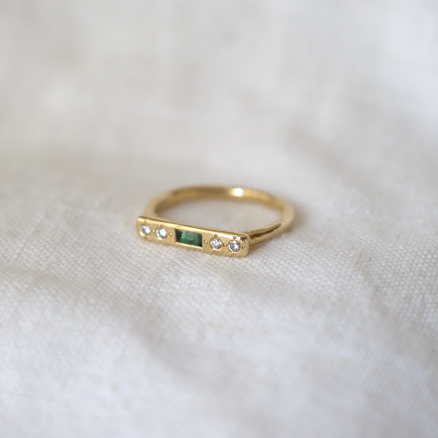 Message Ring - Baguette Tourmaline and Diamonds