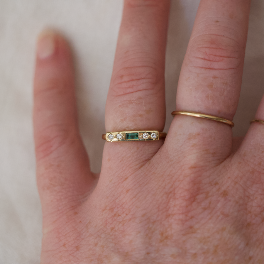 Message Ring - Baguette Tourmaline and Diamonds