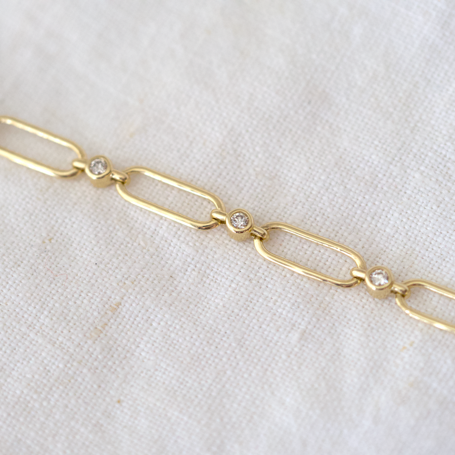 14K Link Bracelet with Diamonds