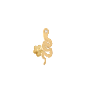 14k yellow gold tiny snake studs with 1 tiny diamond in the head