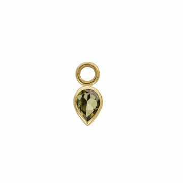 pear shaped green tourmaline in 9ct gold with a gold bail 