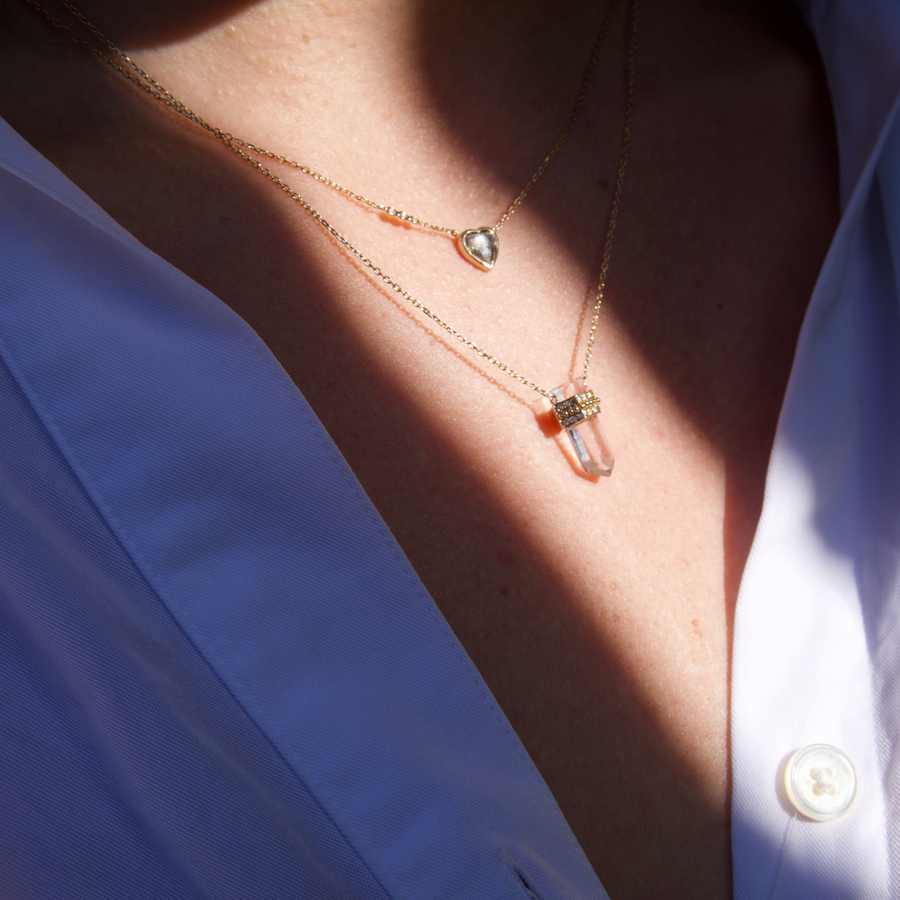 Quartz and Diamond Healing Necklace