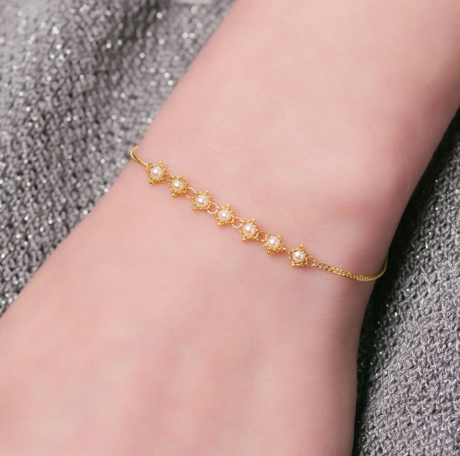 Petite Textile Bracelet in Pearl