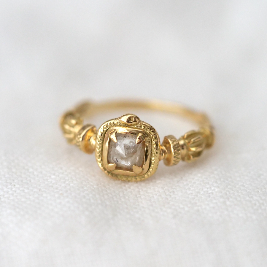 Square Ouroboros Solitaire Ring