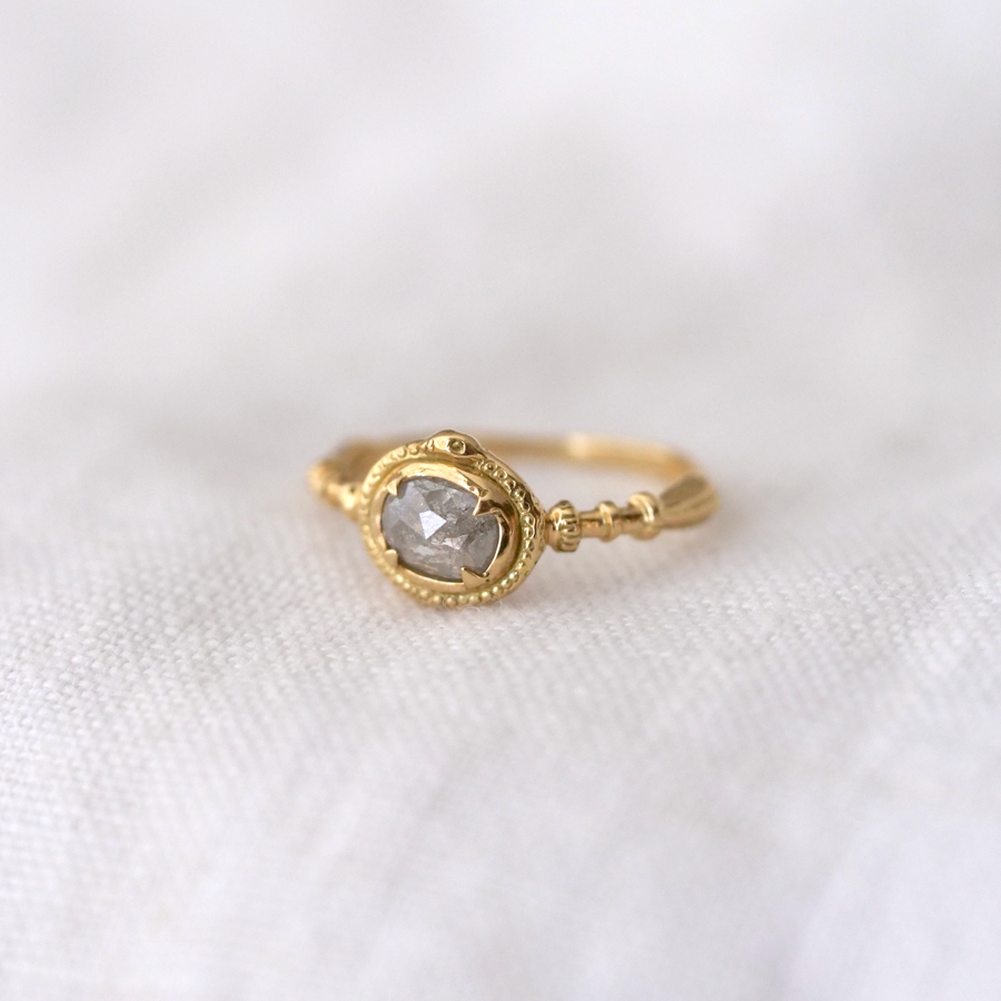 Oval Ouroboros Solitaire Ring